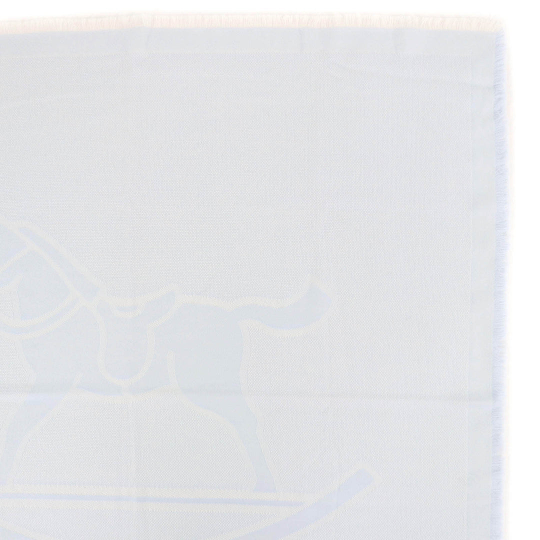 Pristine HERMES Stall Baby blanket with fringe Light blue wool Women
