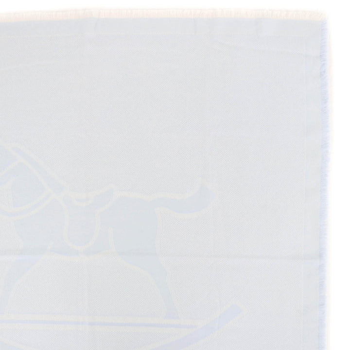 Pristine HERMES Stall Baby blanket with fringe Light blue wool Women
