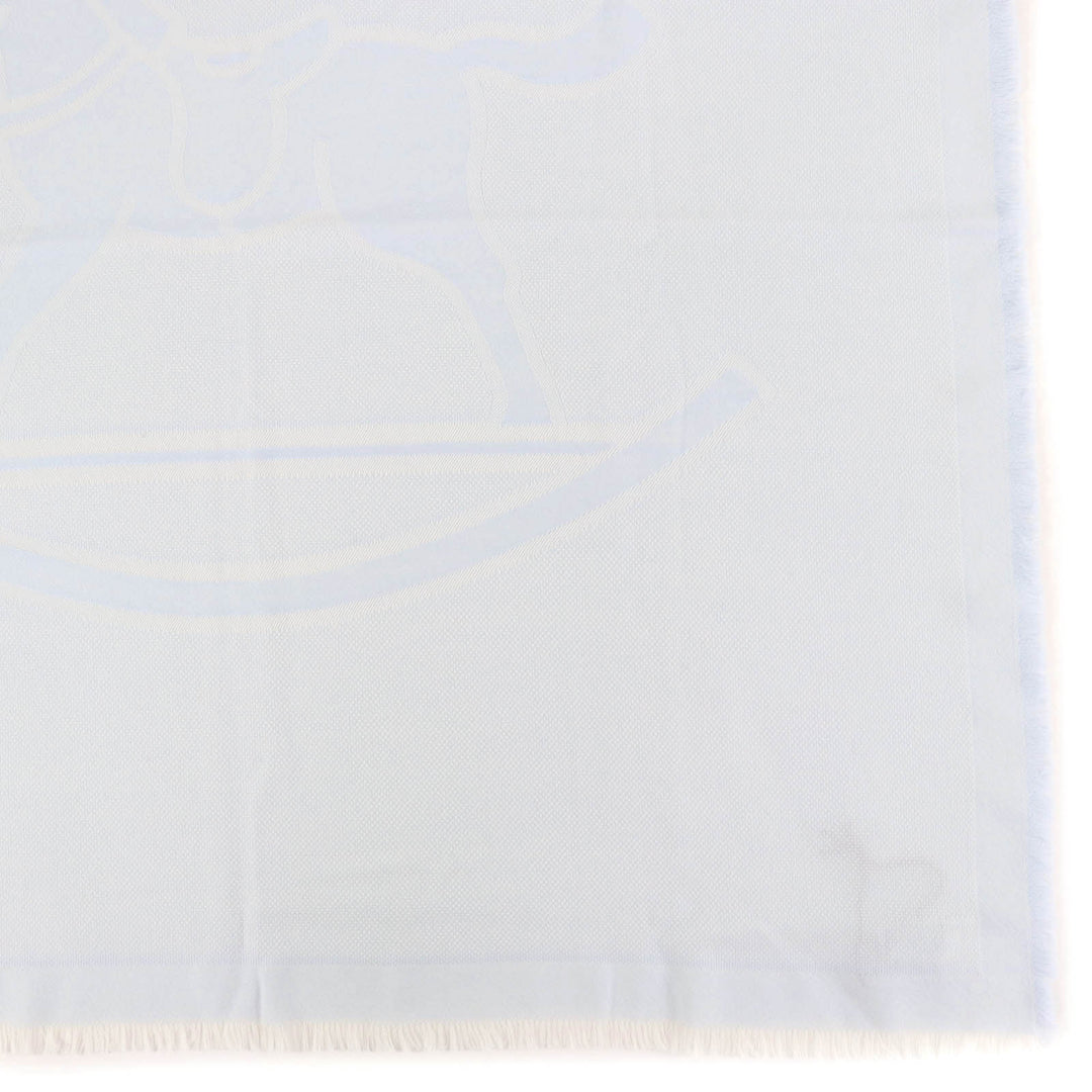 Pristine HERMES Stall Baby blanket with fringe Light blue wool Women