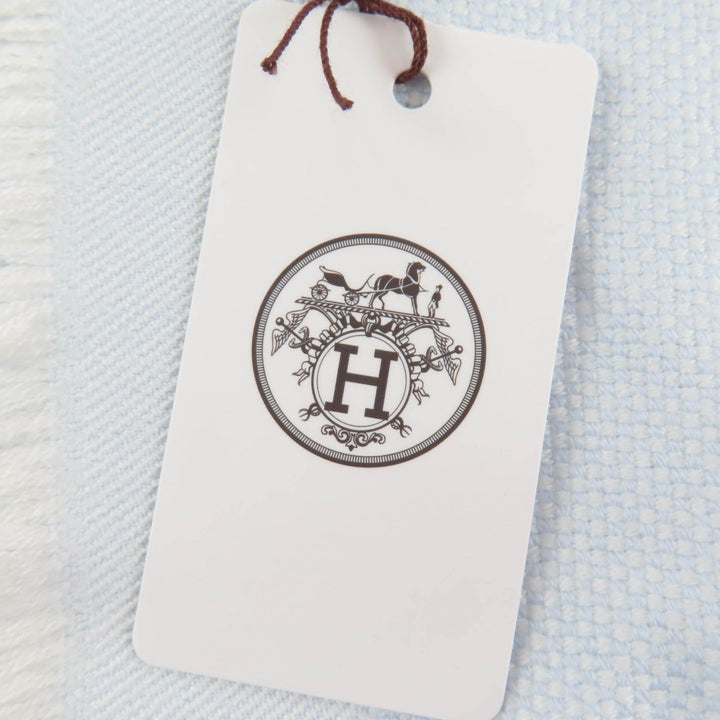 Pristine HERMES Stall Baby blanket with fringe Light blue wool Women
