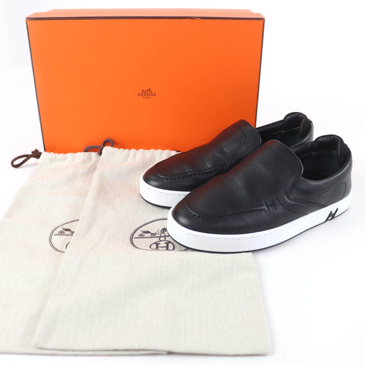 Great HERMES Low cut sneakers Kiddy Slip-on black leather Women 35
