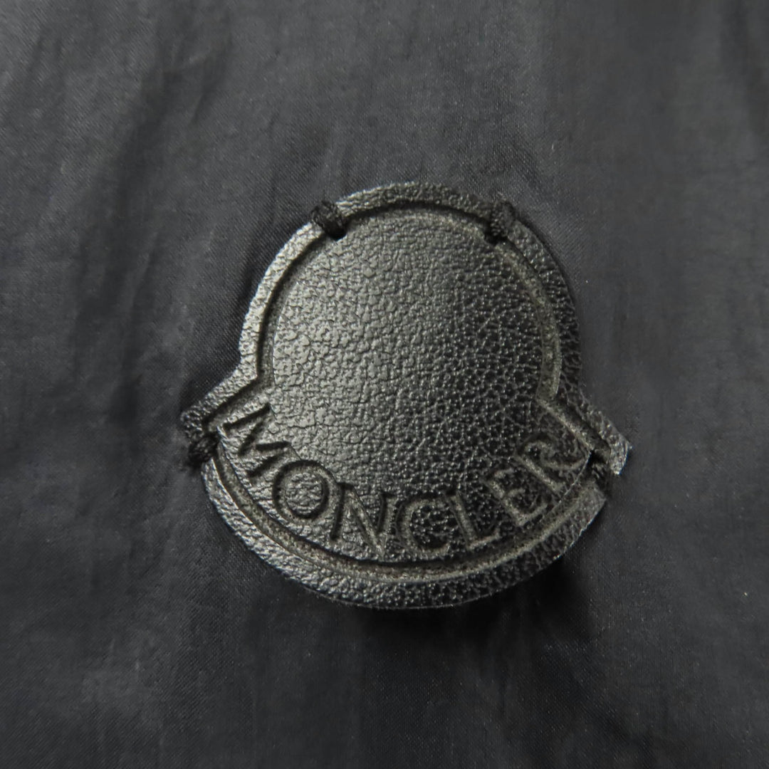 Pristine MONCLER Nylon jacket SUIR Leather logo patch with hood Dark navy 1