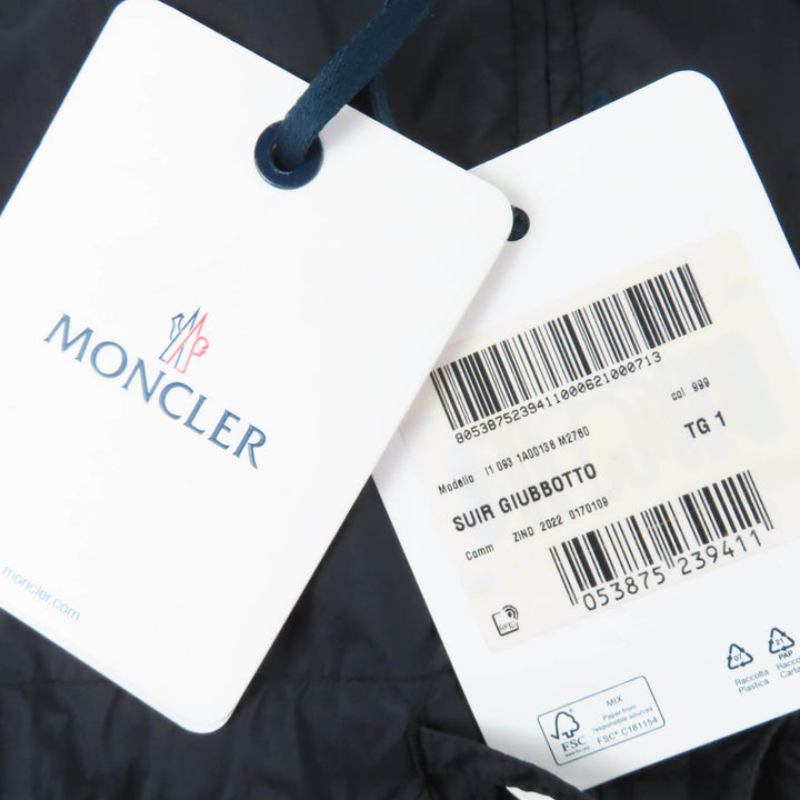 Pristine MONCLER Nylon jacket SUIR Leather logo patch with hood Dark navy 1