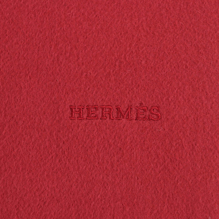Excellent HERMES Scarf Large stole with logo embroidery Red series cashmere