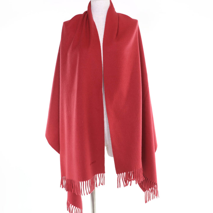 Excellent HERMES Scarf Large stole with logo embroidery Red series cashmere