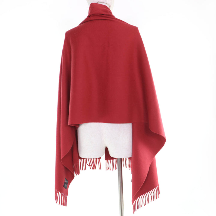 Excellent HERMES Scarf Large stole with logo embroidery Red series cashmere