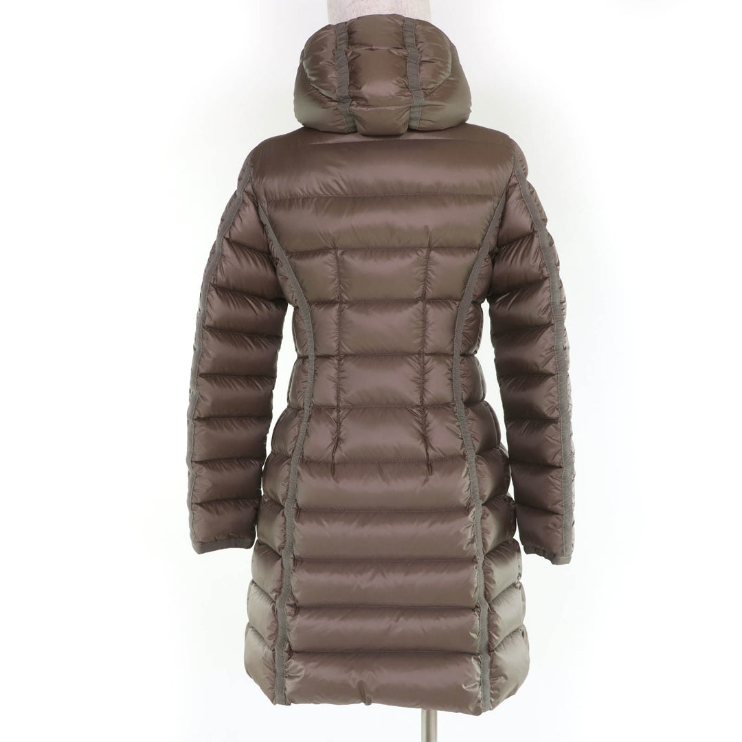 Great MONCLER down coat HERMINE Logo patch and hood light brown Nylon Women 0