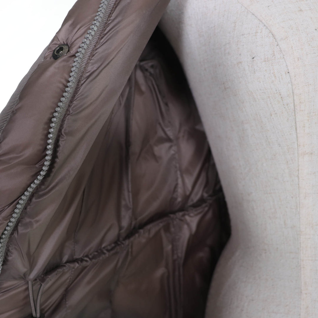 Great MONCLER down coat HERMINE Logo patch and hood light brown Nylon Women 0
