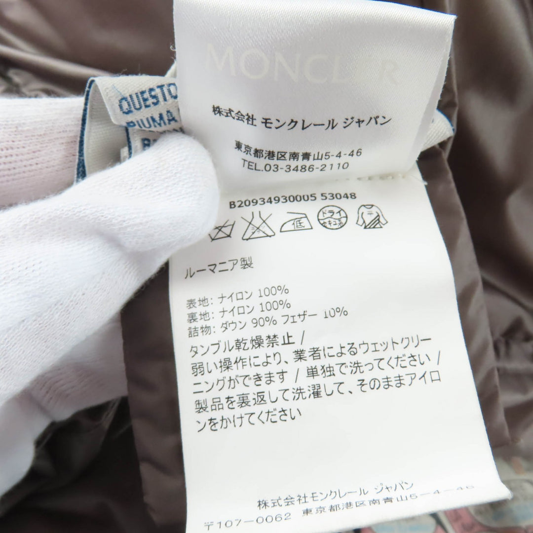 Great MONCLER down coat HERMINE Logo patch and hood light brown Nylon Women 0