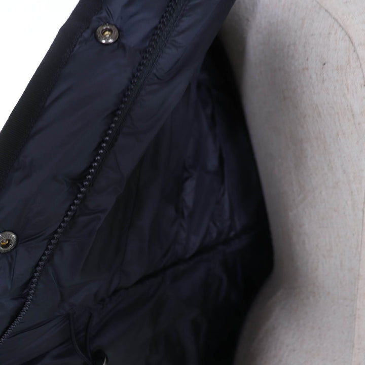 Excellent MONCLER down coat HERMINE Logo patch and hood Navy Nylon Women