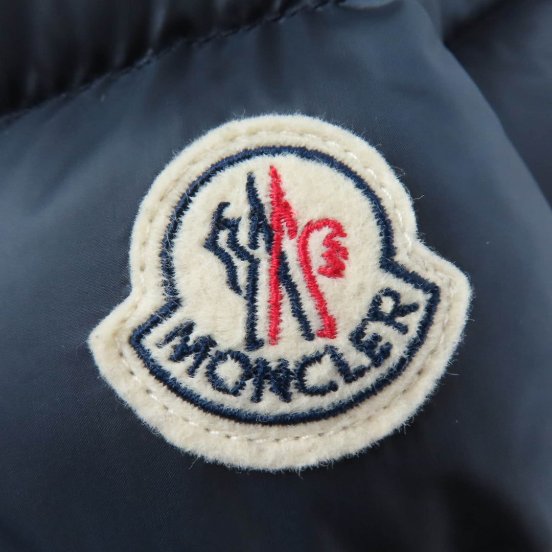 Excellent MONCLER down coat HERMINE Logo patch and hood Navy Nylon Women