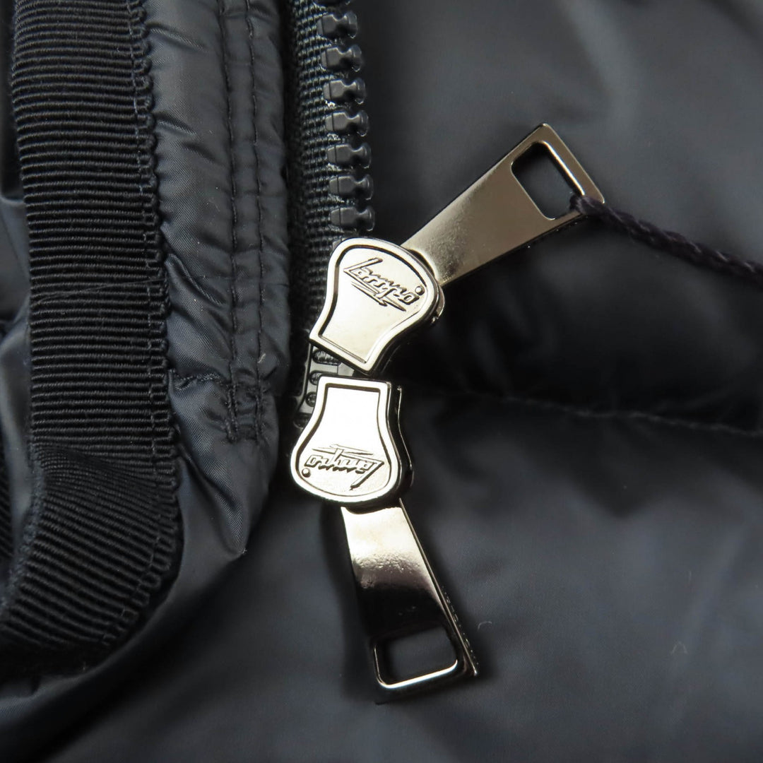 Excellent MONCLER down coat HERMINE Logo patch and hood Navy Nylon Women