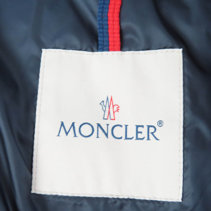 Excellent MONCLER down coat HERMINE Logo patch and hood Navy Nylon Women