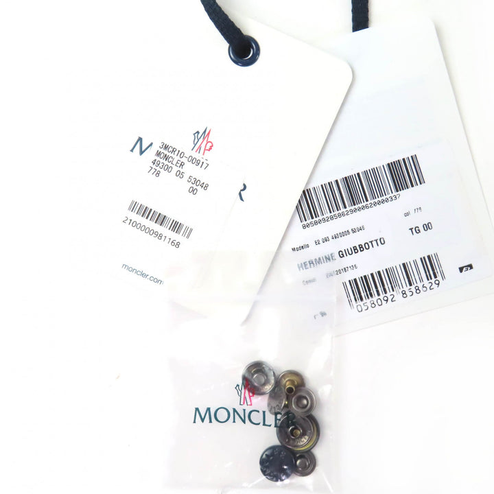 Excellent MONCLER down coat HERMINE Logo patch and hood Navy Nylon Women