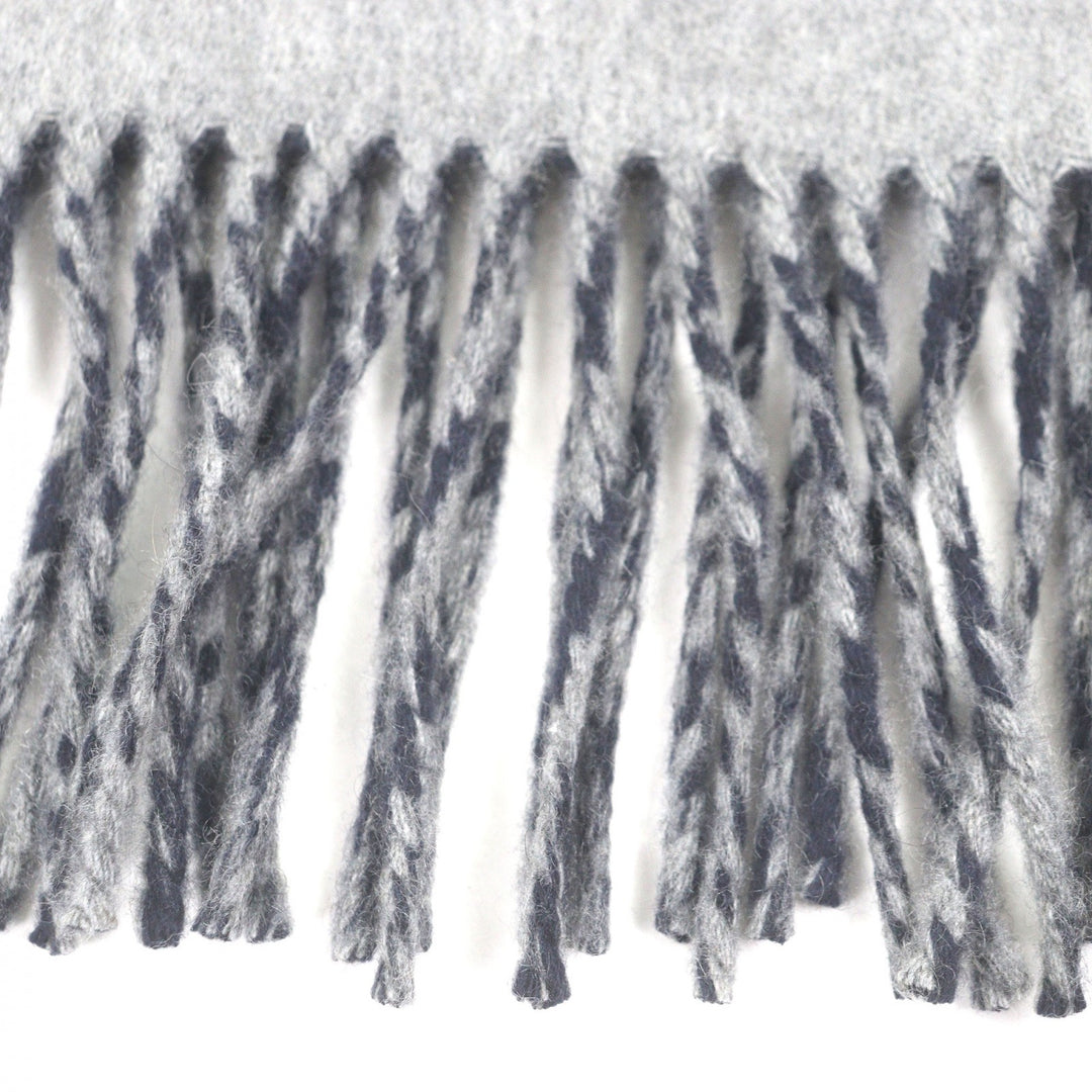 Excellent BURBERRY Scarf Logo Embroidery Embroidery Fringe gray