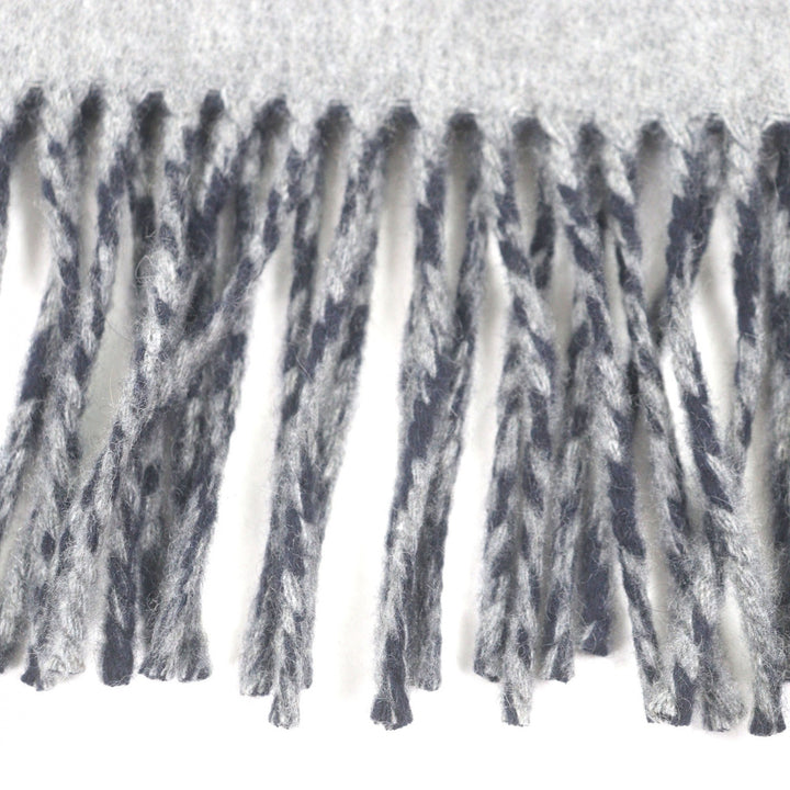 Excellent BURBERRY Scarf Logo Embroidery Embroidery Fringe gray