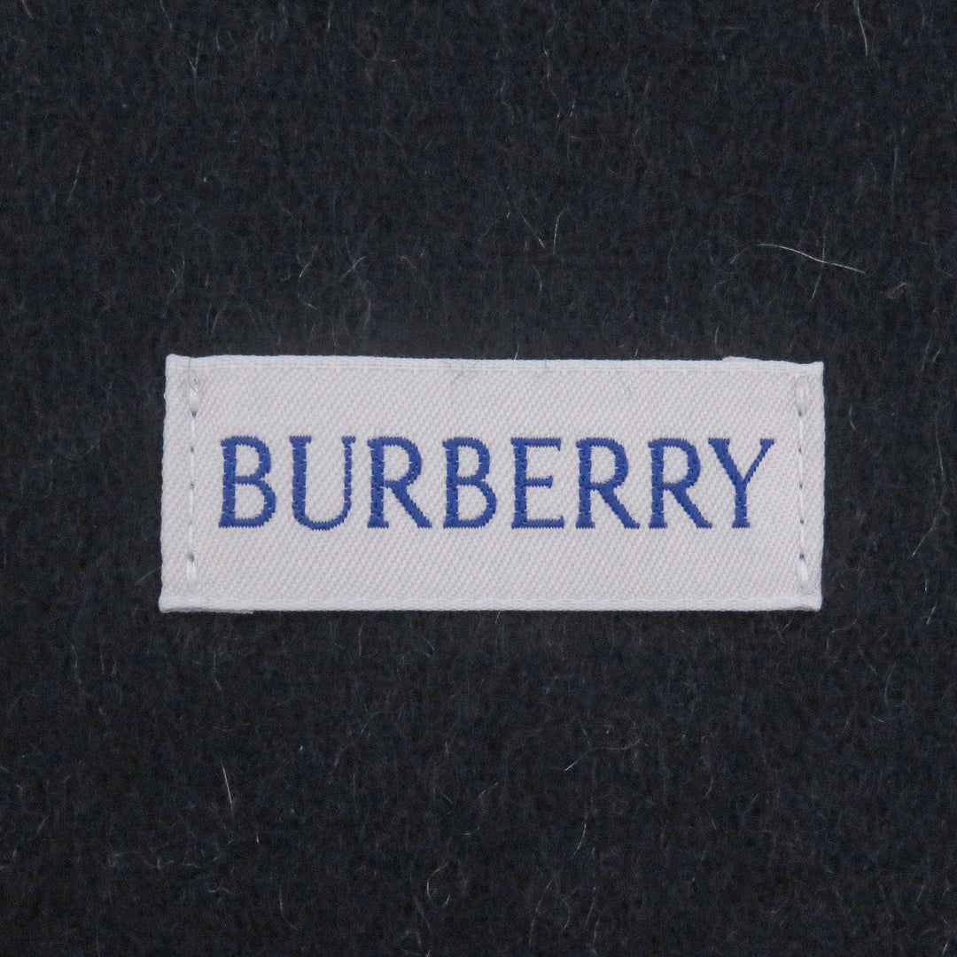 Excellent BURBERRY Scarf Logo Embroidery Embroidery Fringe gray