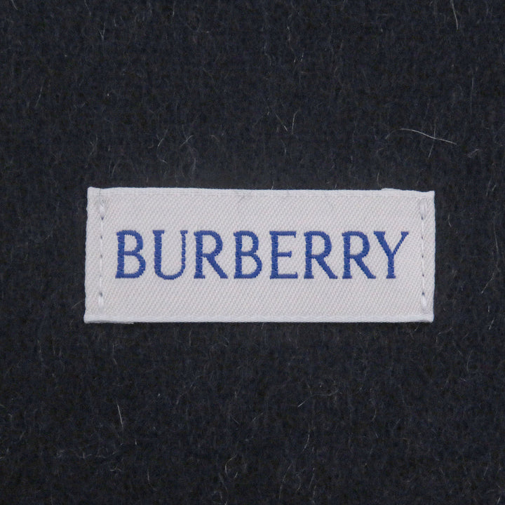 Excellent BURBERRY Scarf Logo Embroidery Embroidery Fringe gray