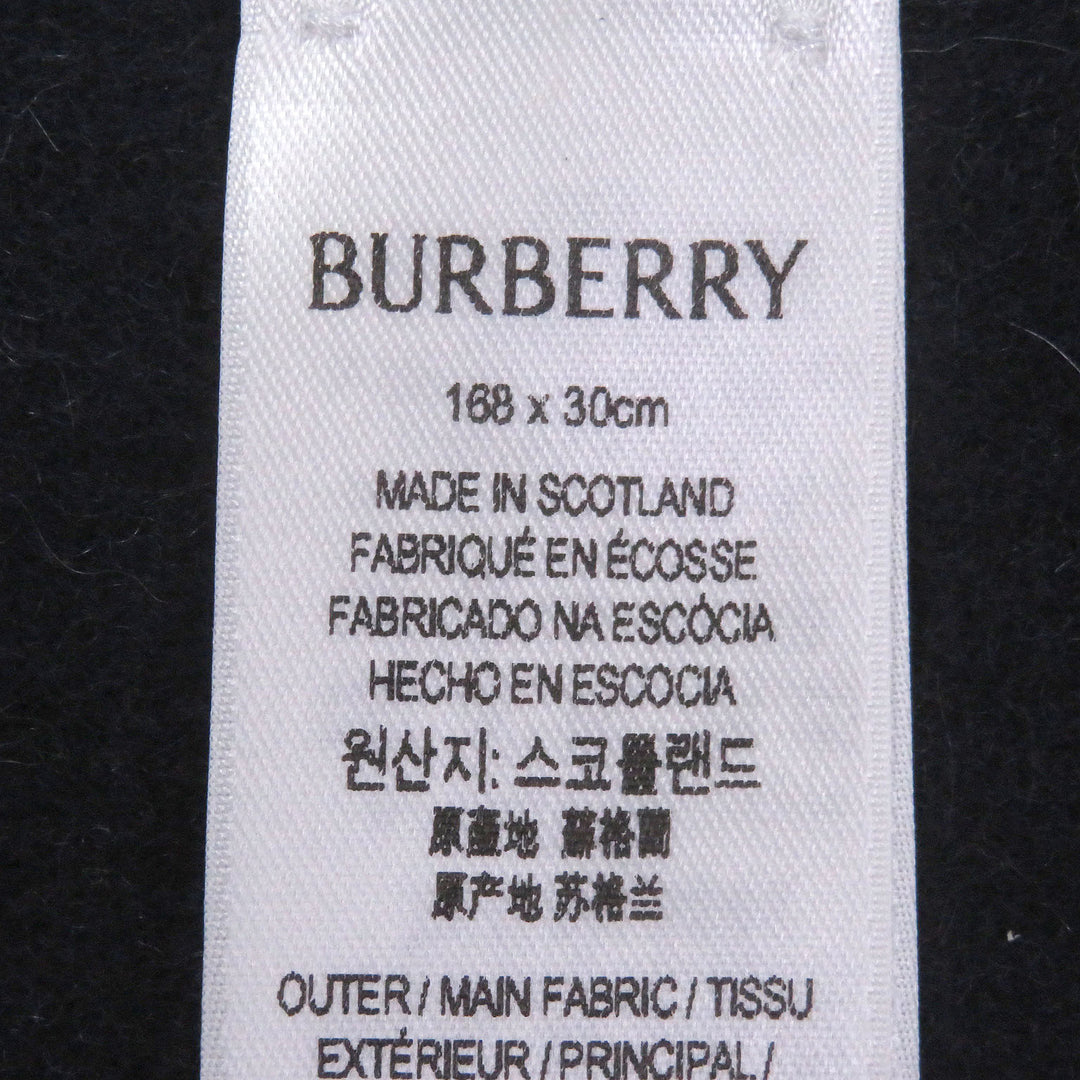 Excellent BURBERRY Scarf Logo Embroidery Embroidery Fringe gray