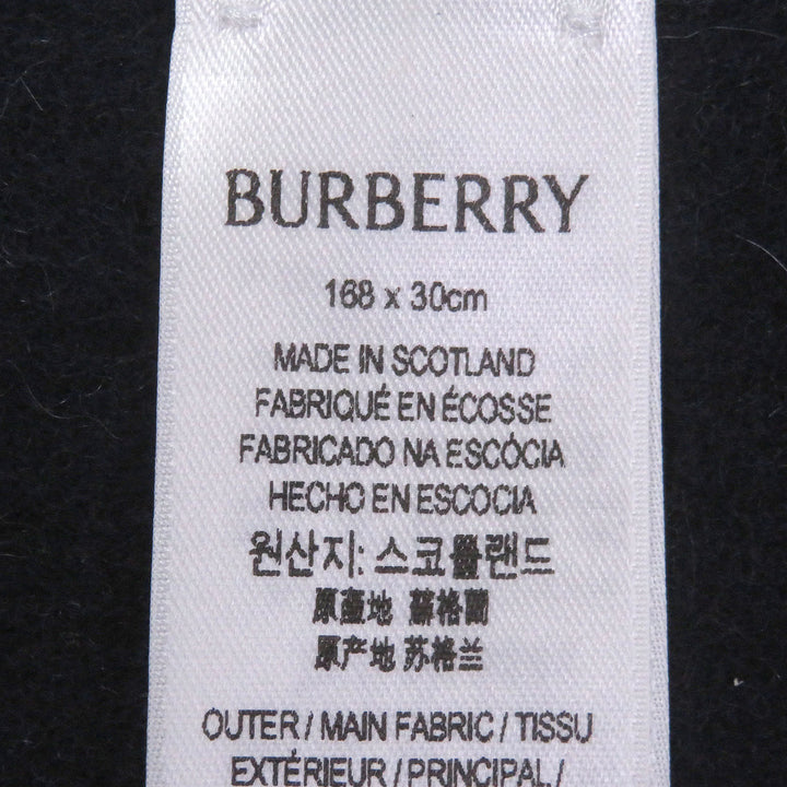 Excellent BURBERRY Scarf Logo Embroidery Embroidery Fringe gray