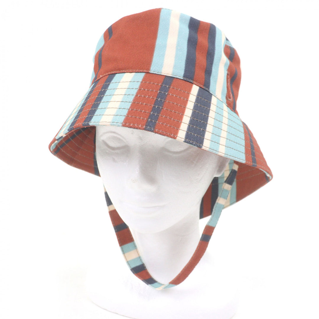 Excellent PRADA hat Triangle pouch, stripe pattern, drill hat, bucket hat