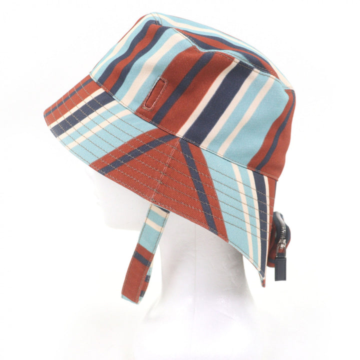 Excellent PRADA hat Triangle pouch, stripe pattern, drill hat, bucket hat