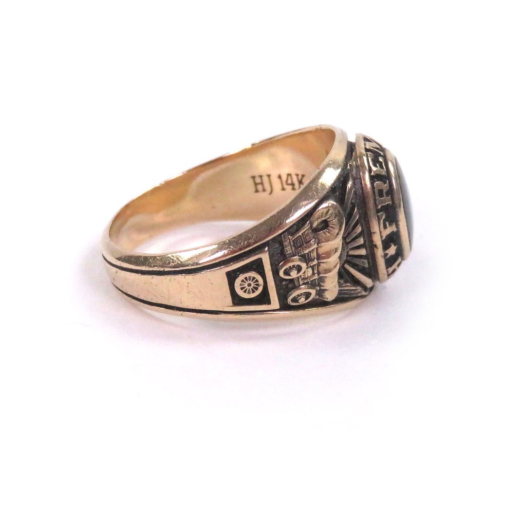 Great HERFF JONES Ring FREMONT HIGH SCHOOL 1988 College gold 14K mens