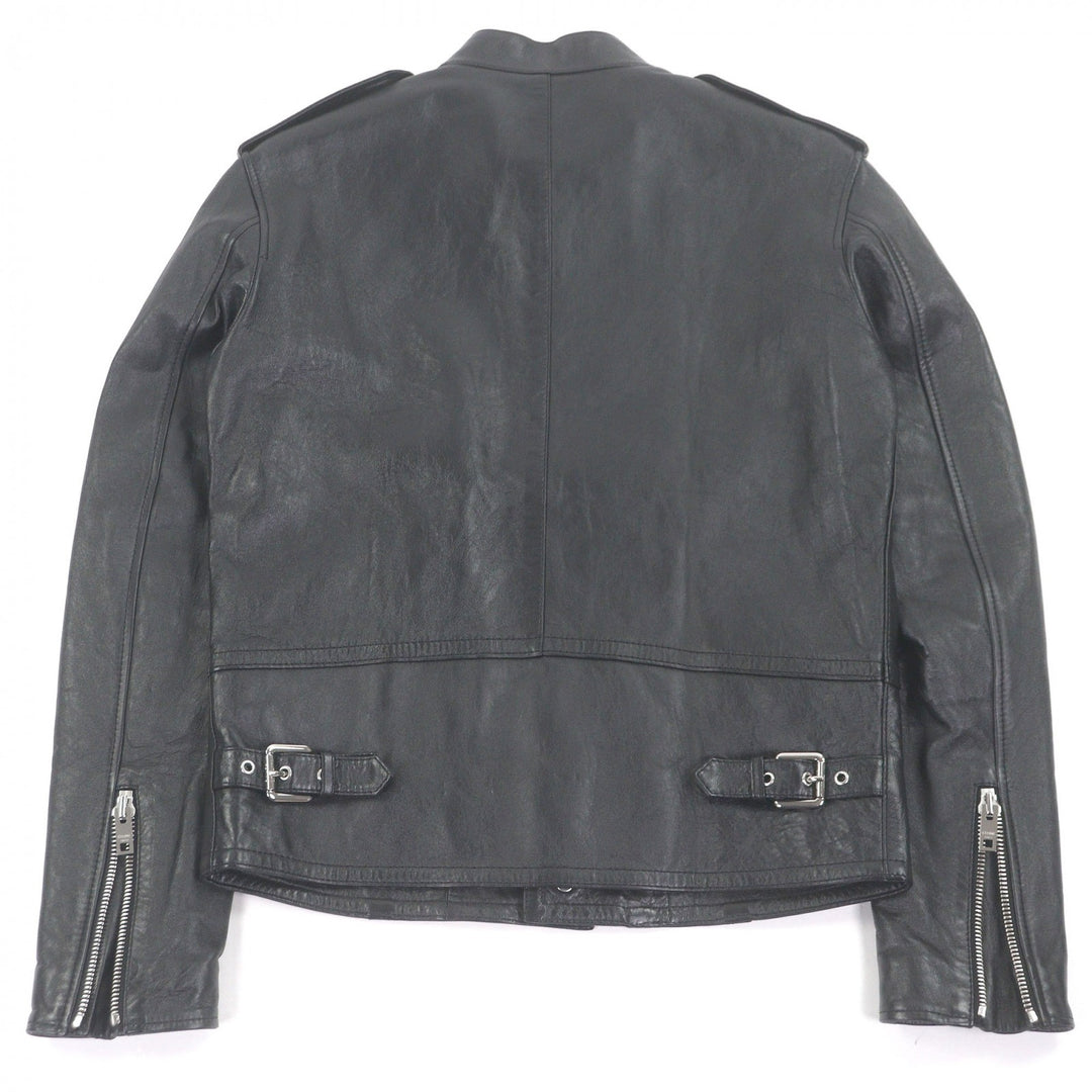 Excellent CELINE Jacket Padded stand-collar lambskin leather single rider jacket