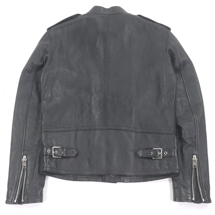 Excellent CELINE Jacket Padded stand-collar lambskin leather single rider jacket