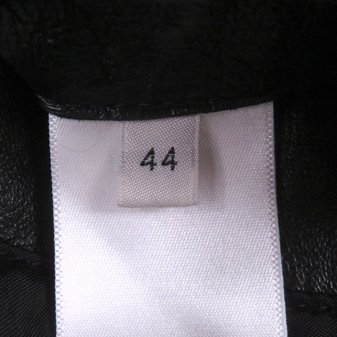 Excellent CELINE Jacket Padded stand-collar lambskin leather single rider jacket