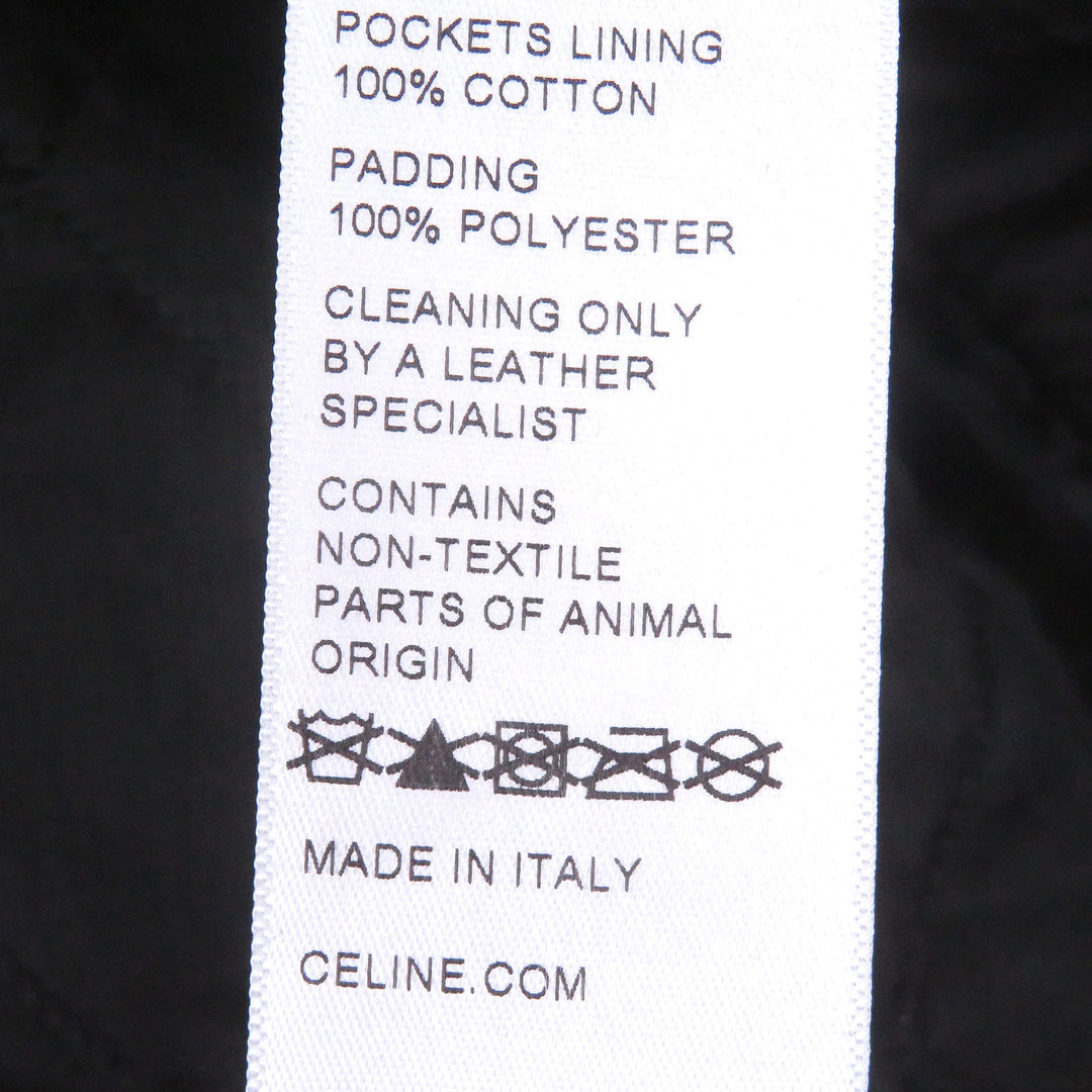 Excellent CELINE Jacket Padded stand-collar lambskin leather single rider jacket