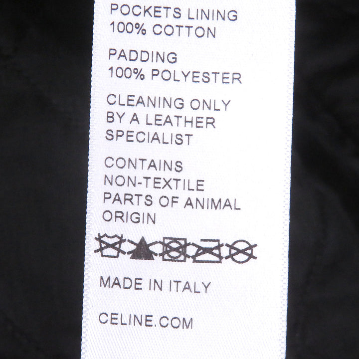Excellent CELINE Jacket Padded stand-collar lambskin leather single rider jacket