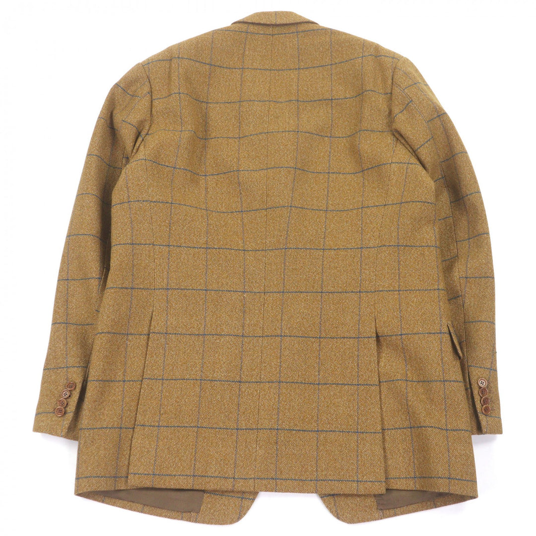 Excellent Tindaro De Luca tailored jacket Windowpane Peaked Lapel Bespoke Brown