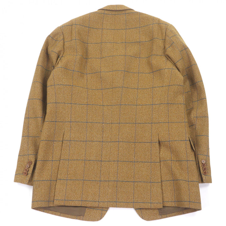 Excellent Tindaro De Luca tailored jacket Windowpane Peaked Lapel Bespoke Brown