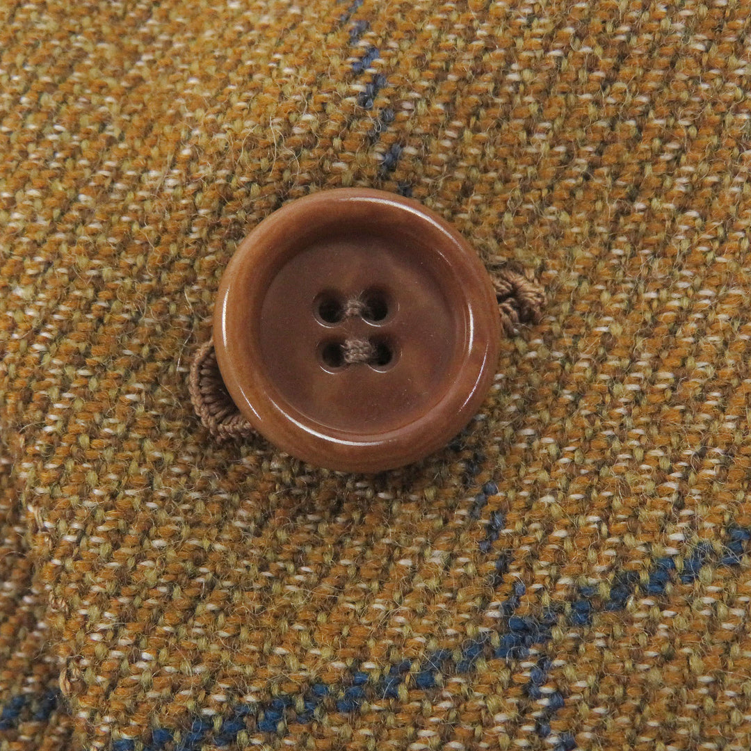 Excellent Tindaro De Luca tailored jacket Windowpane Peaked Lapel Bespoke Brown