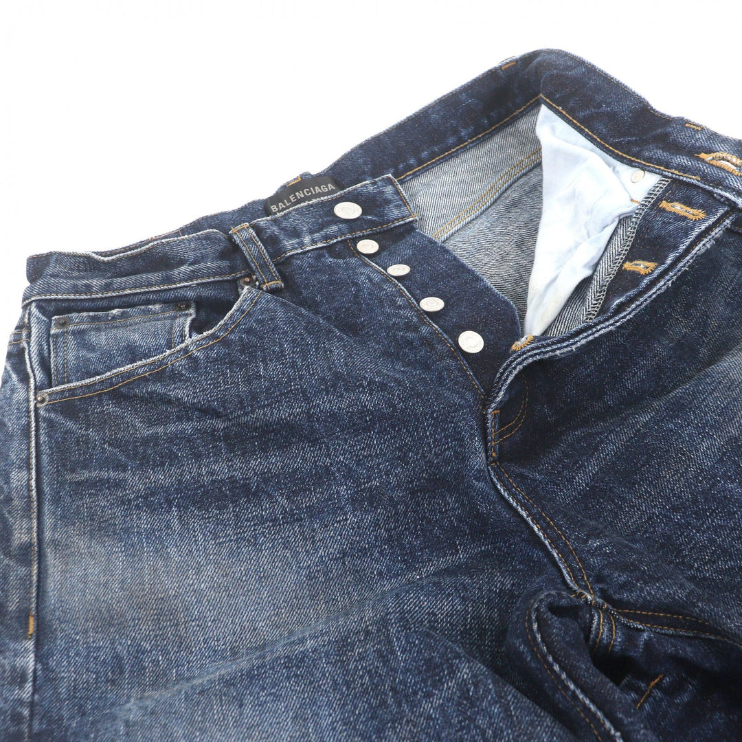 Excellent BALENCIAGA Denim pants RELAXED JEANS DEEP BLUE Button fly