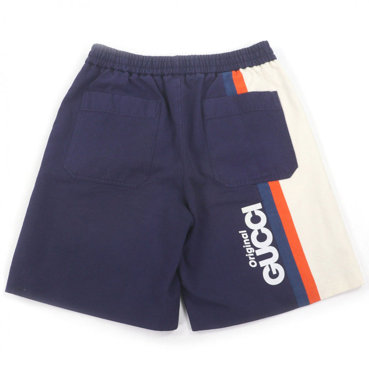 Great GUCCI Shorts Logo print Navy cotton mens 44 666529