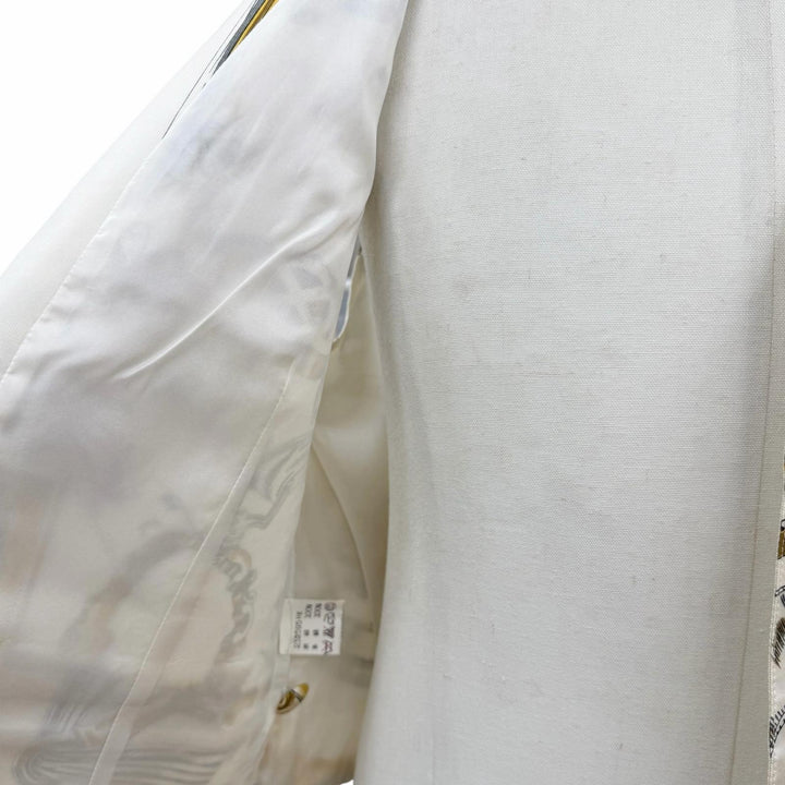 Excellent HERMES Best All-over print gilet white silk mens 52