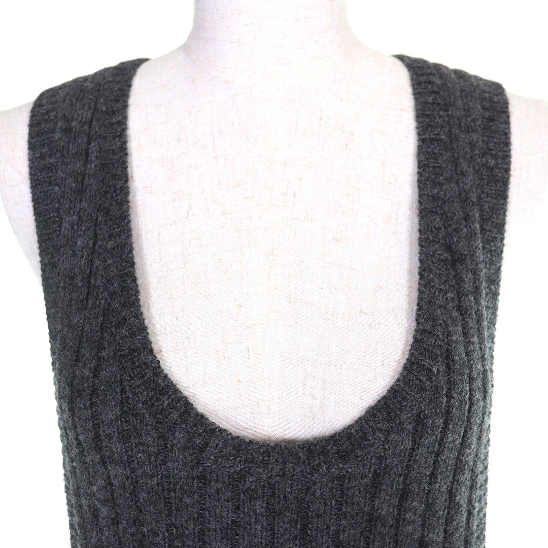 Excellent LOUIS VUITTON one piece Monogram leather tag, asymmetrical ribbed XS
