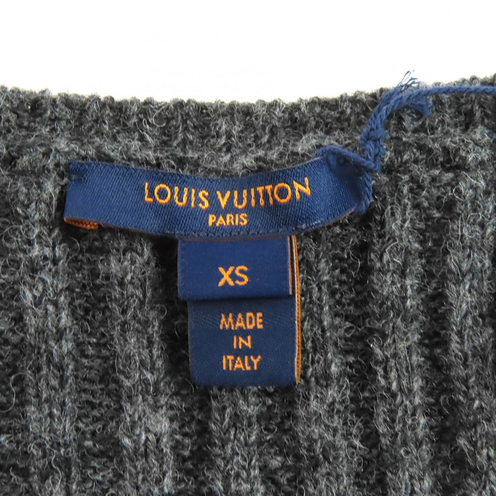 Excellent LOUIS VUITTON one piece Monogram leather tag, asymmetrical ribbed XS