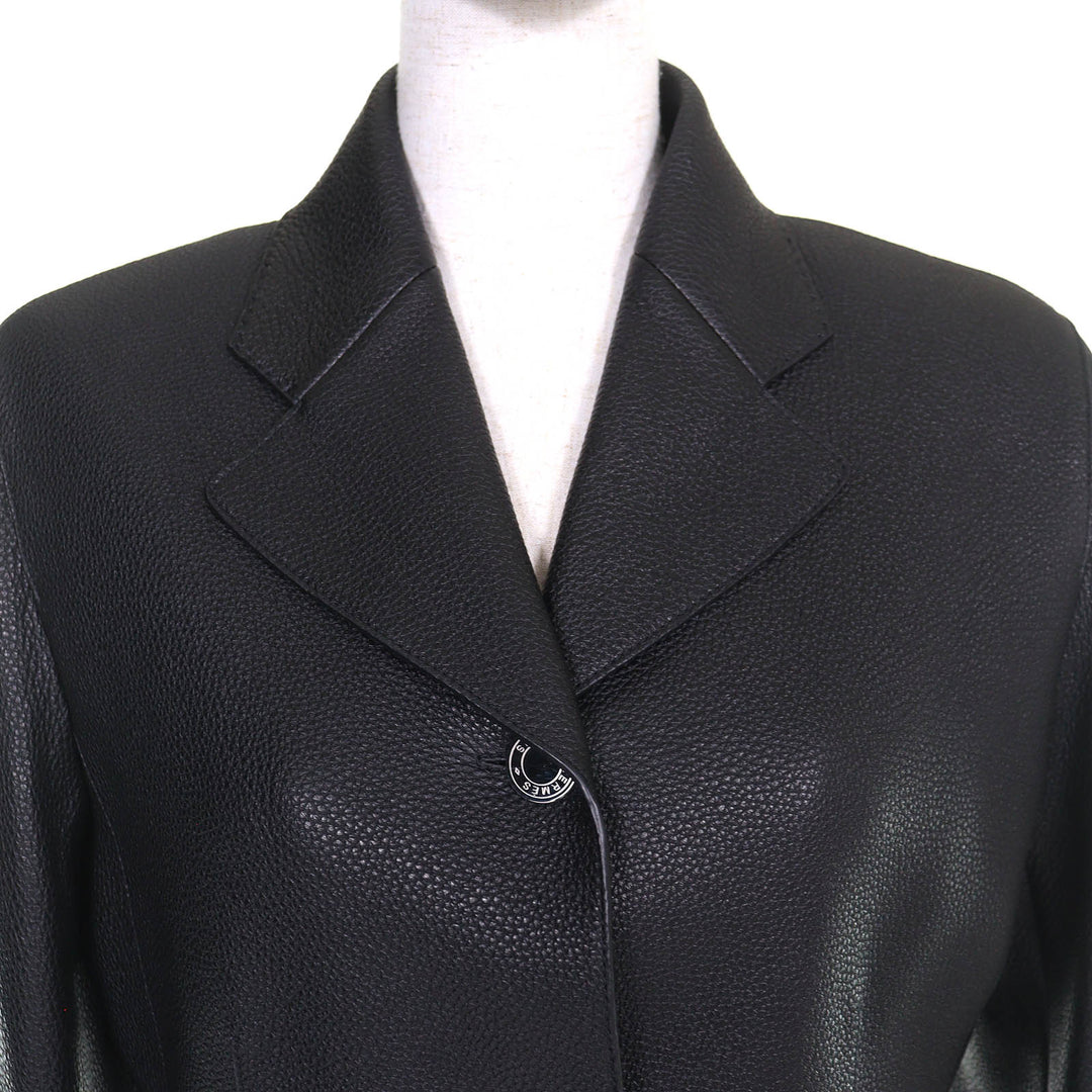 Excellent HERMES leather jacket Serie Button Deerskin Riding Jacket 38 4H1205D2