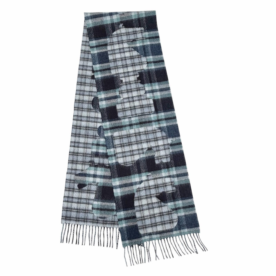 Pristine HERMES Scarf Echec aux Roi Tartan cashmere mens