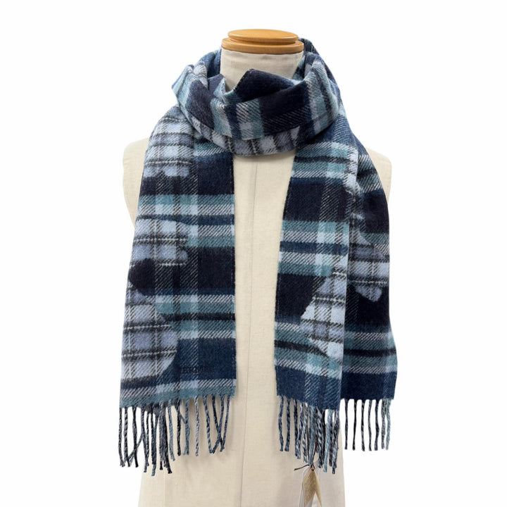 Pristine HERMES Scarf Echec aux Roi Tartan cashmere mens