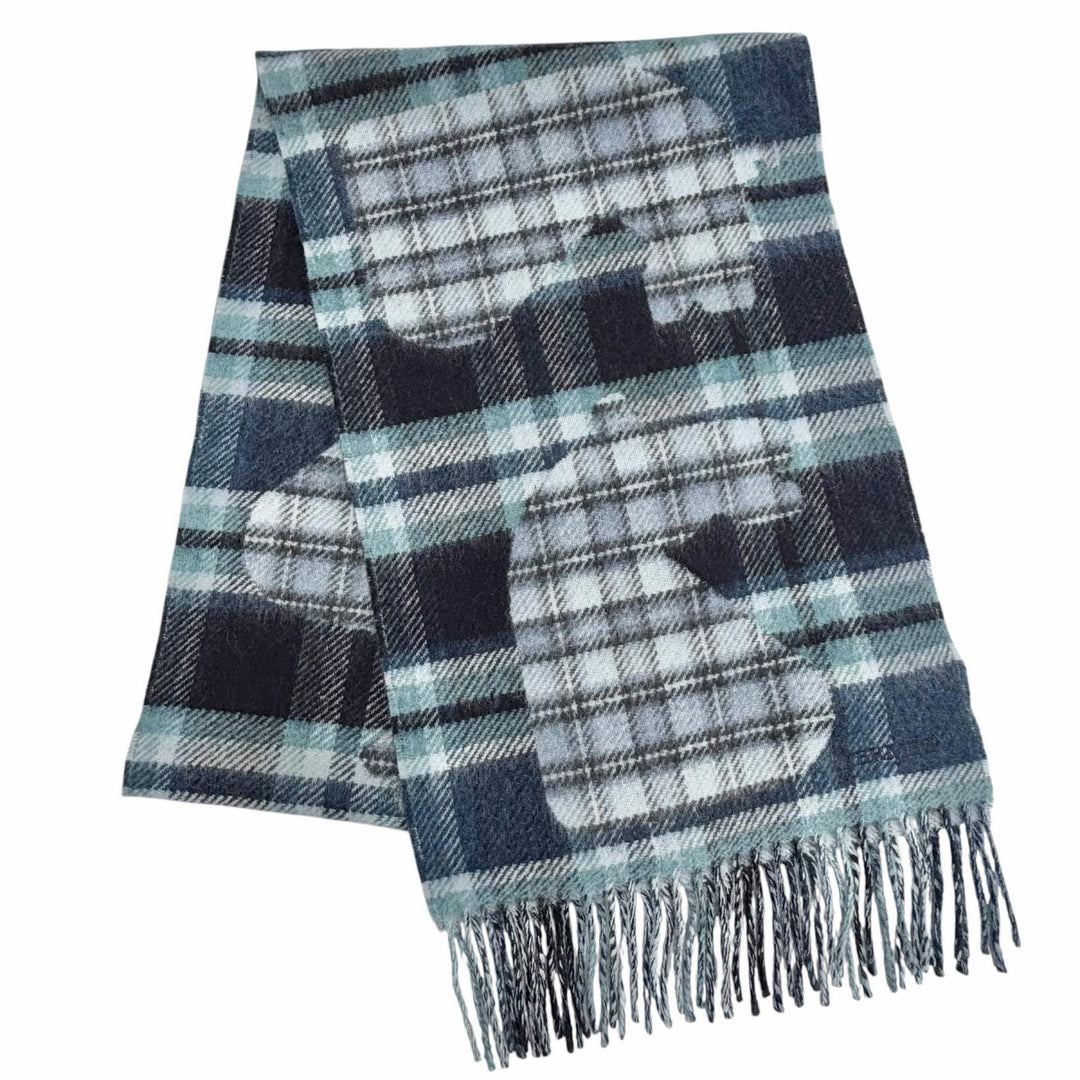 Pristine HERMES Scarf Echec aux Roi Tartan cashmere mens