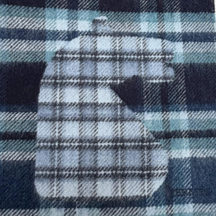 Pristine HERMES Scarf Echec aux Roi Tartan cashmere mens