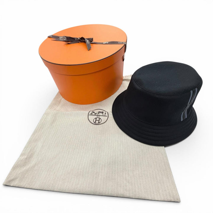 Pristine HERMES hat black cotton mens
