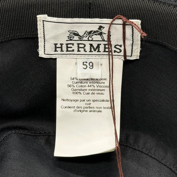 Pristine HERMES hat black cotton mens