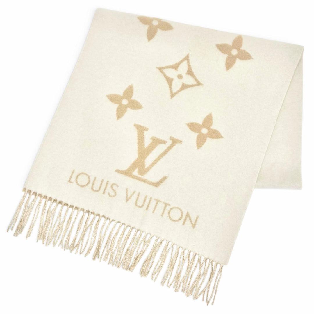 Excellent LOUIS VUITTON muffler reykjavik Monogram Giant Pattern cashmere M78123