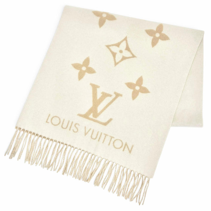Excellent LOUIS VUITTON muffler reykjavik Monogram Giant Pattern cashmere M78123