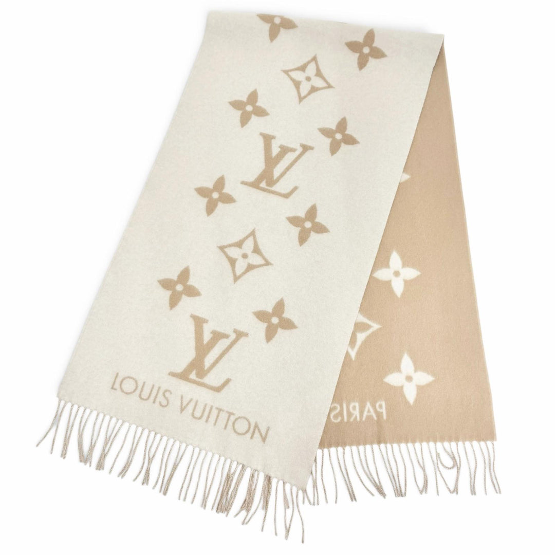 Excellent LOUIS VUITTON muffler reykjavik Monogram Giant Pattern cashmere M78123